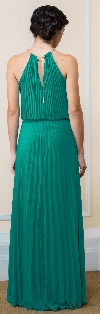 Pleated Halter Neck Blouson Top Long Formal Dress back