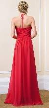 Halter Tie Grecian Ruched Long Formal Bridesmaid Dress back