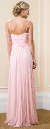 Ruched Bust Floral Shoulder Long Formal Evening Gown back