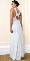 Deep V-Neck Lace Back Long Formal Bridesmaid Dress back