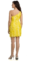 One Shoulder Two Tone Dress with Asymetical Hemline back