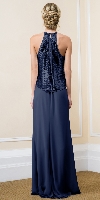 Sequin Overlay Top Long Formal Evening Sheath Dress back