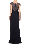 Cap Sleeve Mesh Top Formal Evening Dress with Rhinestones back