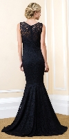 Boat Neck Mermaid Skirt Lace Long Prom Evening Gown back