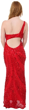 Single Shoulder Stripe Sequined Formal Evening Dress back