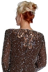 V-Neck Handbeaded Long Formal Gown with Full Sleeves back