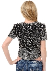 Short Sleeved Net Top with Silver Petal Sequins back