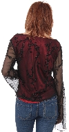 Loose Fitting Formal Beaded Blouse back in Black/Red