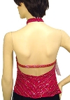 Sleeveless Fully Beaded Top back in Fuchsia