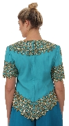 Formal Hand Beaded Blouse back in Turquoise/Gold