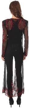 V-Neck Full Sleeves Beaded Long Sheer Jacket  back