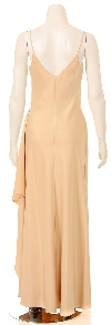 Spaghetti Full Length Dress with Bust Overlay back in Champaign