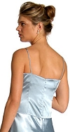 Full Length Spaghetti Strap Satin Evening Dress back