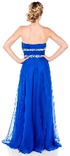 Strapless Long Formal Prom Dress with Beaded Waist back in Royal Blue