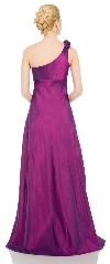 Single Shoulder Taffeta Full Length Formal Evening Gown back