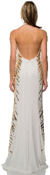 Halter Neck Sequined Sides Long Formal Prom Dress back in Off White
