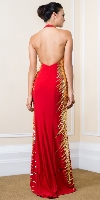 Halter Neck Sequined Sides Long Formal Prom Dress back