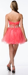 Strapless Beaded Waist Short Tulle Party Prom Dress back