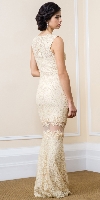 Stylish Floral Mesh Lace Accent Long Prom Pageant Dress back