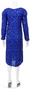 Tea Length Full Sleeves Pull Over Dress with Front Slit back