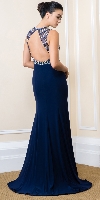 Bejeweled Bust Keyhole Back Long Formal Prom Dress back