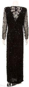 Petal Designed Long Sleeve Evening Gown back