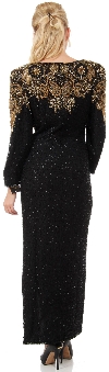 Paisley & Floral Bodice Full Sleeves Long Beaded Gown back