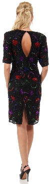Colorful Beading Formal Party Dress with Keyhole Back back