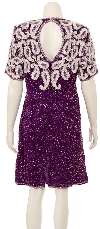 Short Sleeved Sequin Beaded Cocktail Dress back