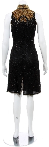 Turtleneck Sleeveless Short Dress with Sequined Bodice back