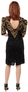 Sequined Tea Length Cocktail Dress back