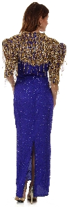 Vintage Look V-Neck Half Sleeves Formal Evening Dress back