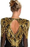 Sweetheart Neck Knee Length Formal Beaded Dress with Keyhole back in Black/Gold