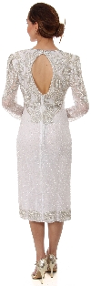 Sweetheart Neck Knee Length Formal Beaded Dress with Keyhole back