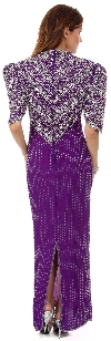 Sweetheart Neck Full Length Beaded Gown with Half Sleeves back