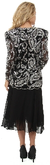 Tea Length Mother of the Bride Sequined Formal Dress back