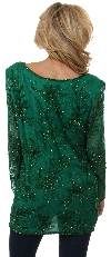 Round Neck Floral Sequined Pattern Blouse back