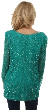 Round Neck Artistic Sequins Pattern Long Blouse back