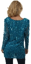 Artistic Floral Sequins Pattern Full Sleeves Long Blouse back