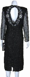 Tea Length Floral Beaded Dress with Keyhole Back back