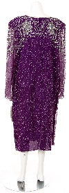 Sequined Tea Length Long Sleeve Gown back