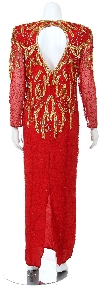 Leaf Design Sequin Beaded Formal Gown back