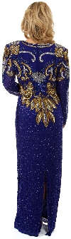 V-Neck Full Sleeves Sequined Formal Evening Gown back
