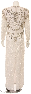 V-Neck Long Sleeves Long Formal Beaded Gown back