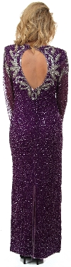 Full Sleeves Long Beaded Formal Gown with Elegant Bodice back