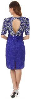 Knee Length V-Neck Formal Cocktail Beaded Dress back