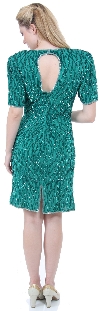 Short Sleeve Sequined Cocktail Dress back