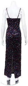 Spaghetti Straps Sequined Long Cocktail Dress  back
