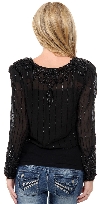 V-neck Short See-through Beaded Jacket   back