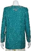 Round Neck Floral Bordered Beaded Jacket back in Jade Green